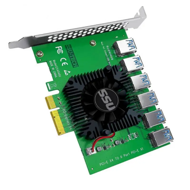 1 to 6PCI-E USB3.0 Adapter Card PCI Express 4X 16X 20Gb Riser for BTC Miner Mining X4 | Компьютеры и офис