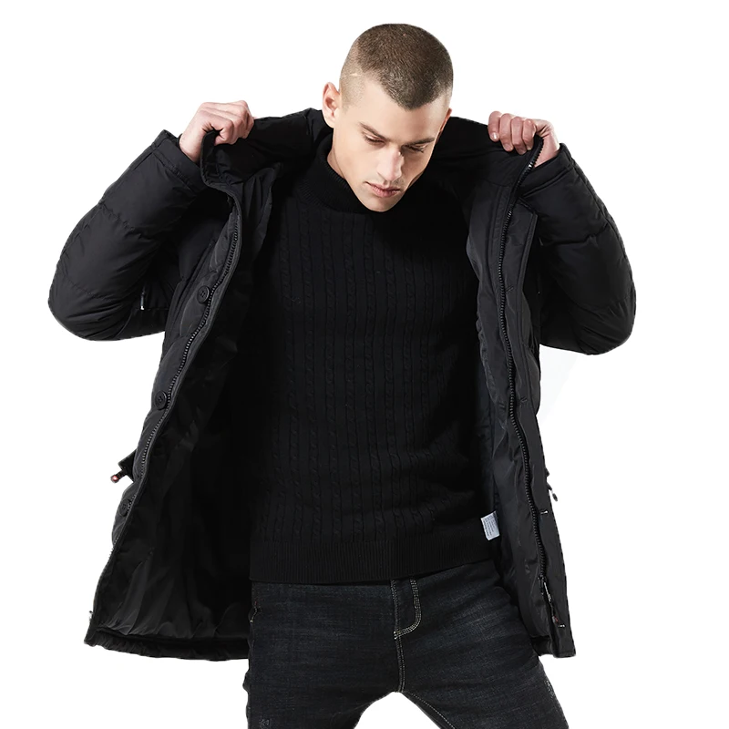 Мужская куртка с капюшоном теплая длинная зима 2019|Мужские парки| |