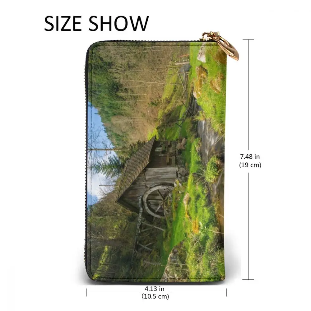 

Black Forest Landscape Long Wallet with Credit Card Slots ID Holder Checkbook Organizer Zipper Coin Purse