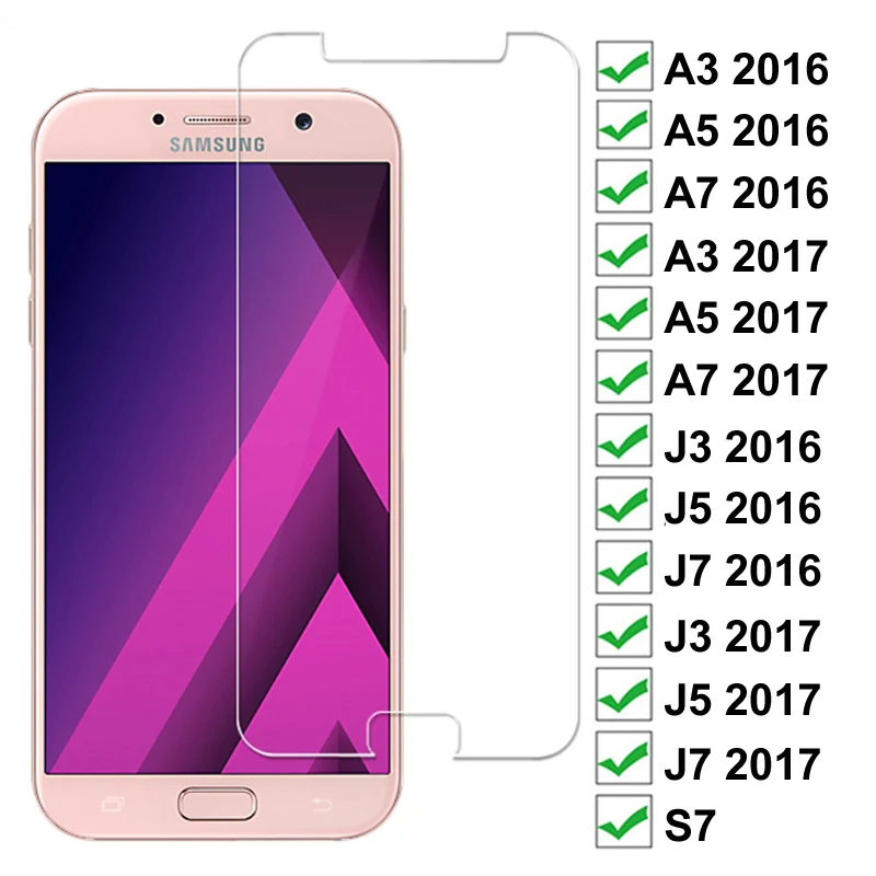 Защитное закаленное стекло 9D для Samsung Galaxy A3 A5 A7 J3 J5 J7 2017 2016 S7|Защитные стёкла и