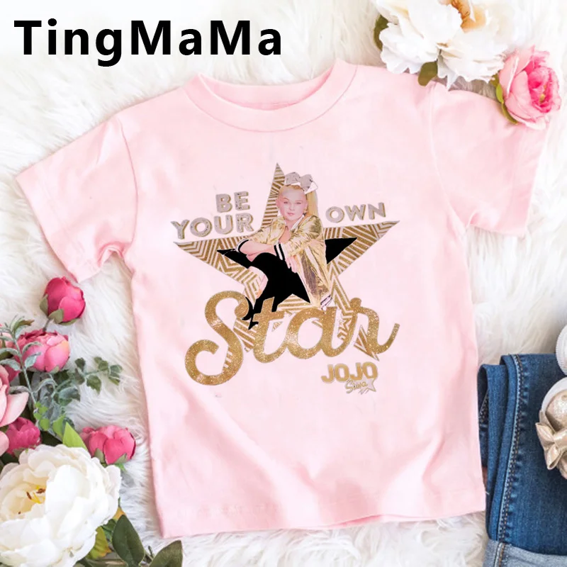 Забавная футболка Jojo Siwa Детская летняя Kawaii с графическим рисунком Милая модная