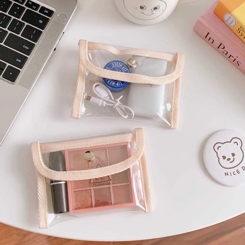 Waterproof PVC transparent Coin Bag Mini Cosmetic bag Portable DIY storage bag Girl Wallet Travelling Small Make up Box Supplies