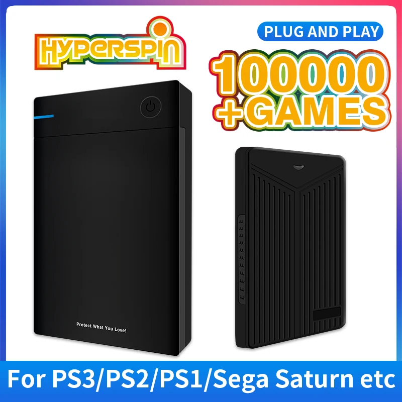 Hyperspin Protable 4T/8T/12T External Game Hard Drive Disk With100000+Games For PS4/PS3/PS2/SS/Wiiu/Wii/N64/DC For Win 7/8/10/11