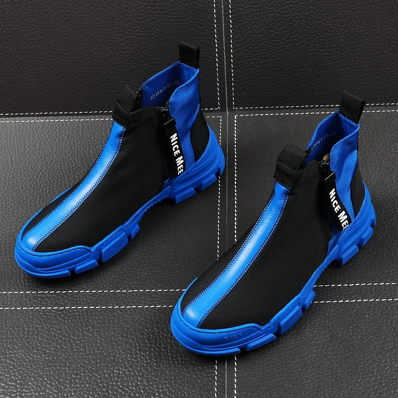 Мужские высокие кроссовки удобная повседневная обувь на молнии плоская подошва