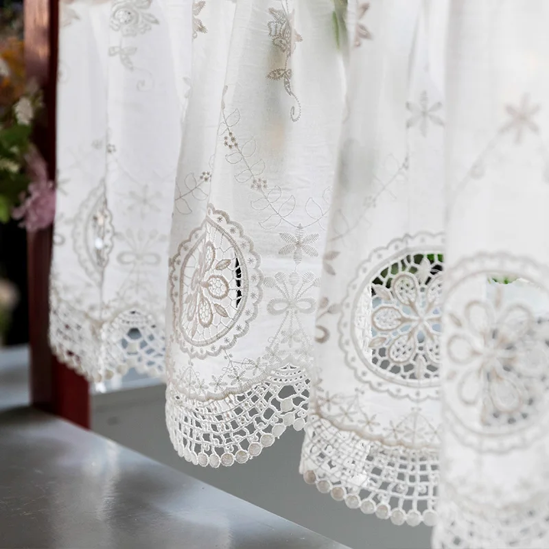 gxi white half curtain willow leaf water soluble lace coffee tulle pure for bar kitchen cabinet door short valance sheer dl055 c free global shipping