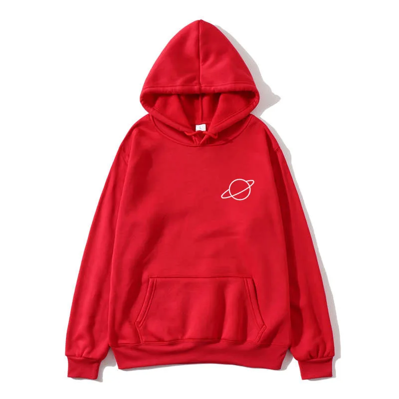 

Women men Sweatshirt Hoodies hip hop Casual Planet Print Solid Loose Drawstring Sweatshirt Fashion Long Sleeve Hooded Female Top