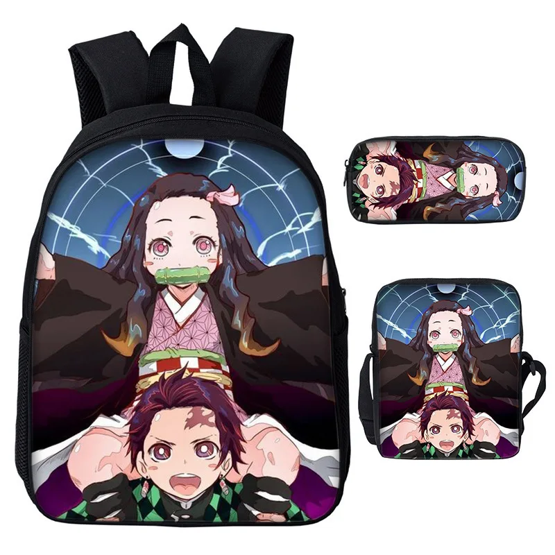

Japan Anime Demon Slayer Printed Backpack 3 Piece Set Teenager Cartoon Schoolbag Boys Girls Middle Elementary Students Backpacks