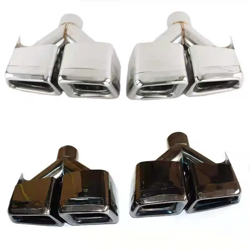 

2 PCS Square Tubes Exhaust Pipe Silver Black For BENZ AMG Style CLS W218 CLS300 Stainless Steel Rear Tail Tips Car Accessories