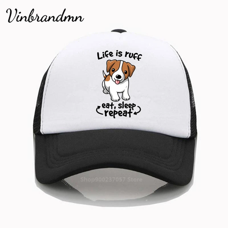 Панама Life is ruff dog kawaii Джек Рассел терьер съедать и спать мужская женская шляпа
