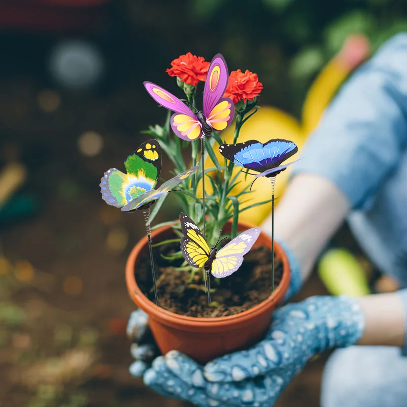 

10/20pcs Simulation Butterfly Rod Stake Flowerpot Vase Green Plant Decoration Figurines Plastic Crafts for Flowerpot Vase Garden