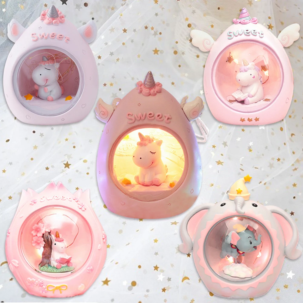 СВЕТОДИОДНЫЙ ночник в виде единорога из смолы для детей детская прикроватная