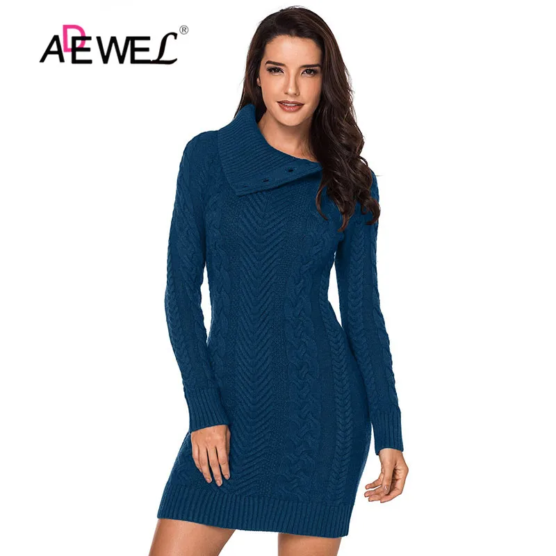 ADEWEL облегающее платье-свитер на пуговицах трикотажное женские пуловеры осенняя