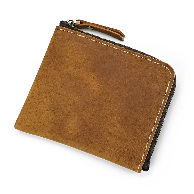 

Newsbirds Men's Coin Purse Genuine Leather Zipper Little Wallet For Coins Credit Cards Name Cards Men Women Small Wallet