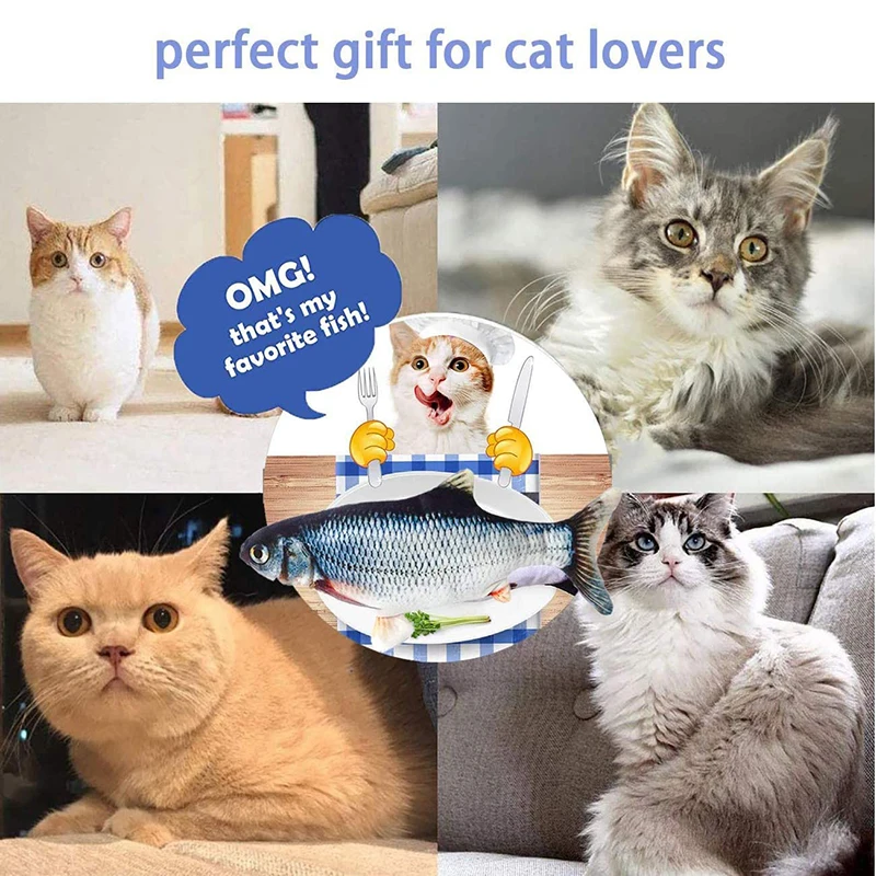 

Electric Fish Cat Toy USB Charge Interactive Realistic Pet Cats Chew Bite Toys floppy Fish Cat toy Pet Supplies For Cats