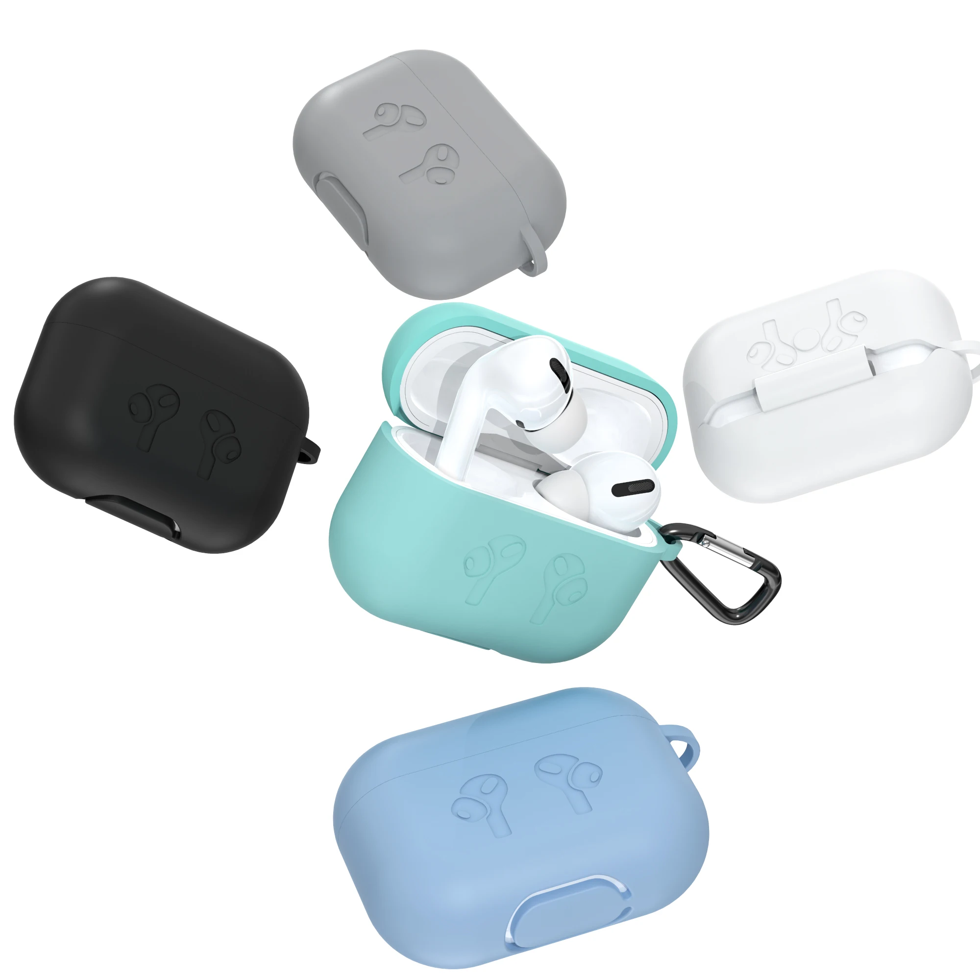 Чехол KEYSION для AirPods Pro с брелоком цветной матовый мягкий силиконовый ударопрочный