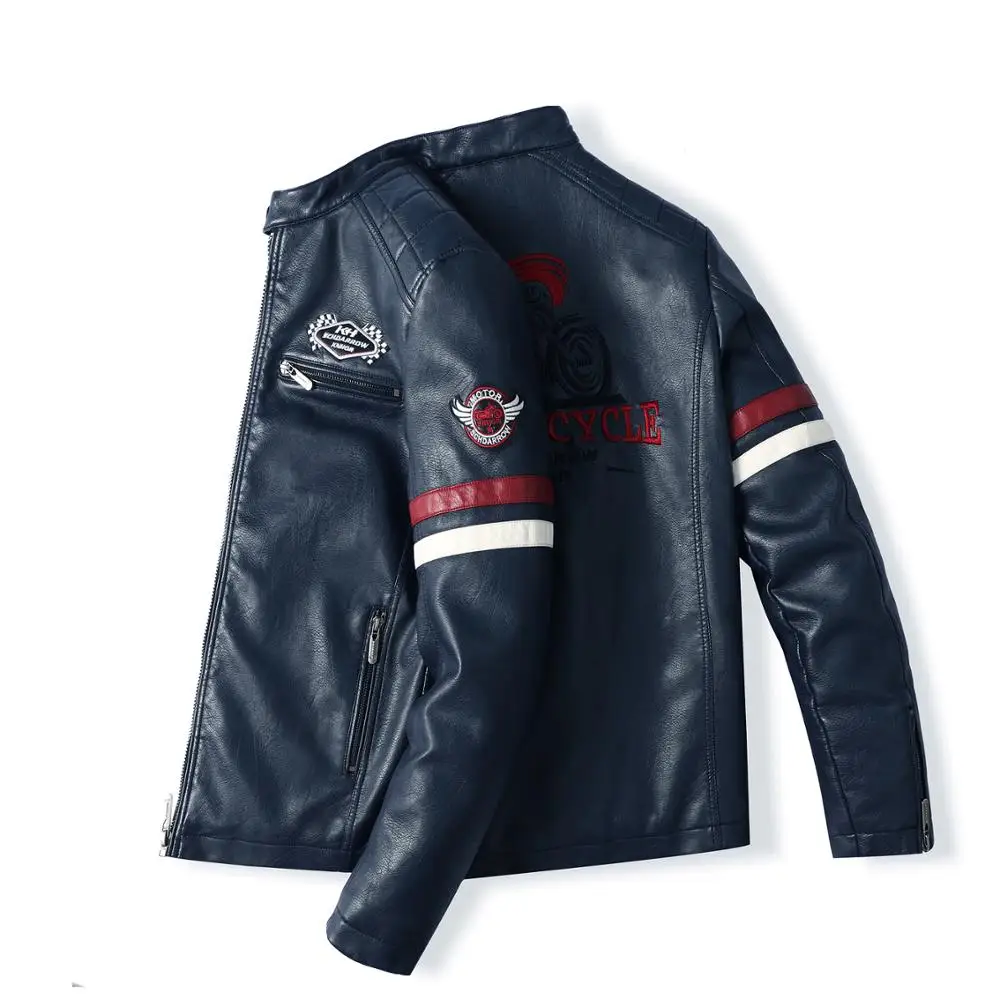 

2021 Autumn Men's New Air Force Pilot Motorcycle Leather Jacket Fashion Mosaic Red Leather Coat