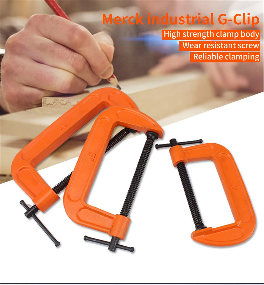 

Woodworking Clip Adjustable G Clamp Thickening Heavy Clamp Auxiliary Fixture Positioner Clip 5/6/8/10/12 Inchs