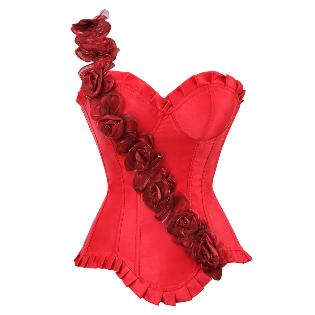 

Fashion One Shoulder Corset Top Gothic Elegant Women Sexy Bodysuits Overbust Underwear Vintage Dancing Victorian Clubwear