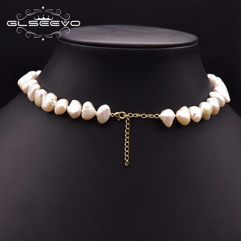 

GLSEEVO Natural Baroque Freshwater Pearl Necklace Women's Wedding Anniversary Handmade Luxury Flower Style Jewelry GN0273