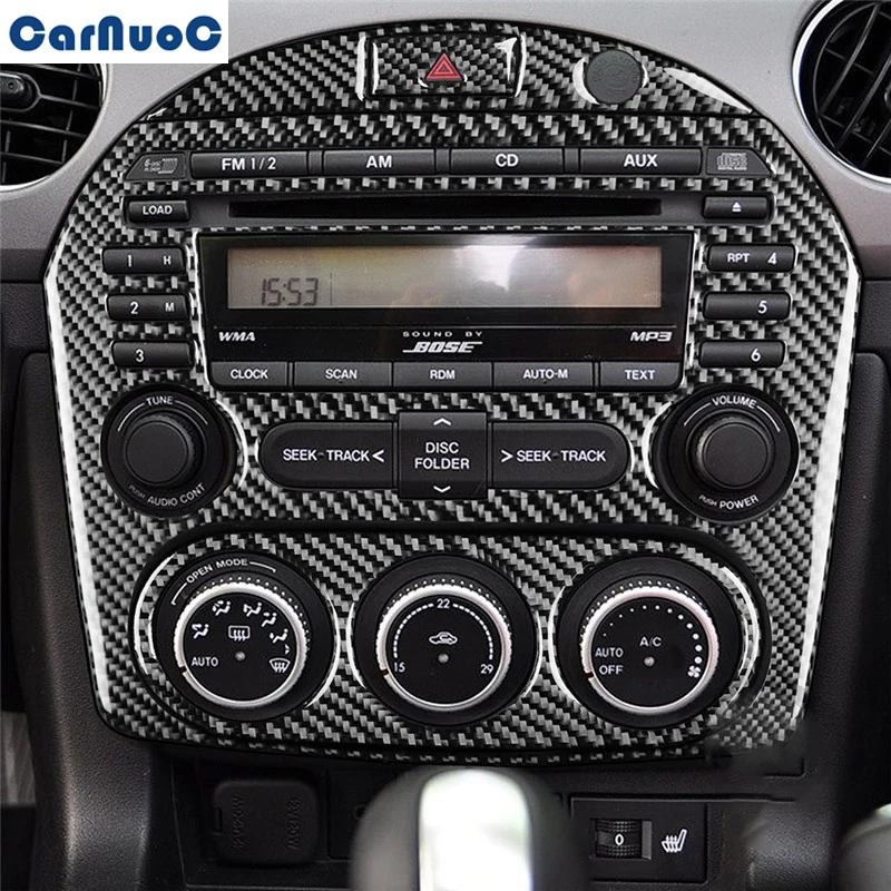 

For Mazda MX5 Miata 2009-2015 Car Center Console Emergency Button Panel Trim Decal Carbon Fiber Sticker Styling Accessories