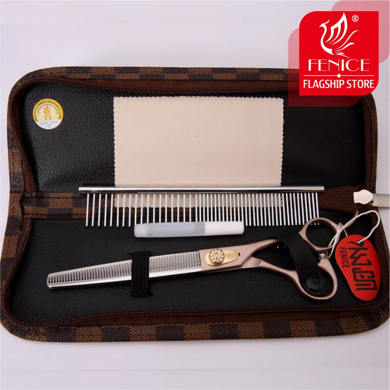 

Japan 440c Stainless Steel 7 Inch 7.5 Inch Thinning Rate 35% Rose Gold Pet Dog Grooming Thinning Scissors