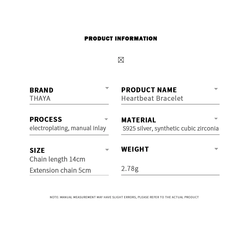 

Thaya Fashion s925 Street Style Silver Heartbeat Bracelet Copper Plated18KGold 19cm Bracelet Chain For Women Fine Jewelry Gift