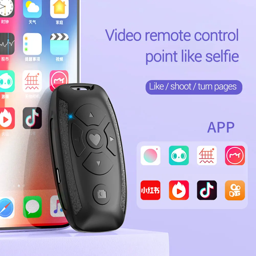 

Remote Controller Short Video Shooting/page Turning Novel Page Turning Multi Function Bluetooth Self Timer Camera Live Video