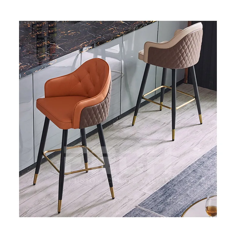 

Customize Color Modern Stool Bar Leather Velvet Upholstery Industrial Counter Barstools Chairs