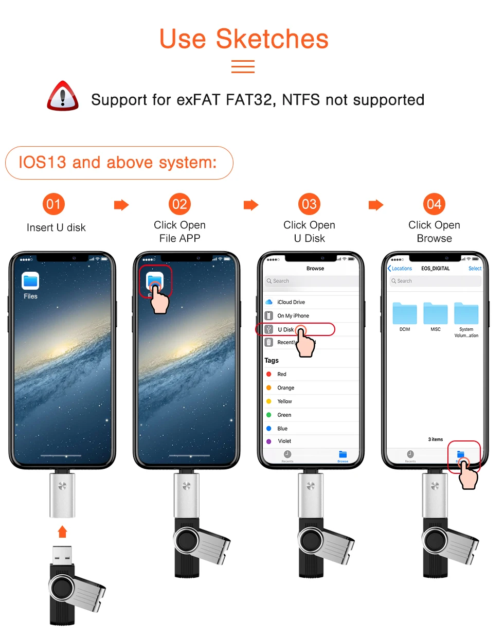 Адаптер Famale с USB на Lightning для камеры конвертер данных SD карта U диск короткий OTG iPhone