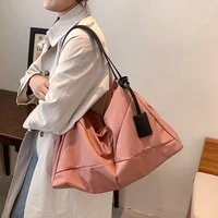 large solid color nylon womens shoulder bag large capacity handbag ladies zipper satchel fashion designer brand casual tote bag