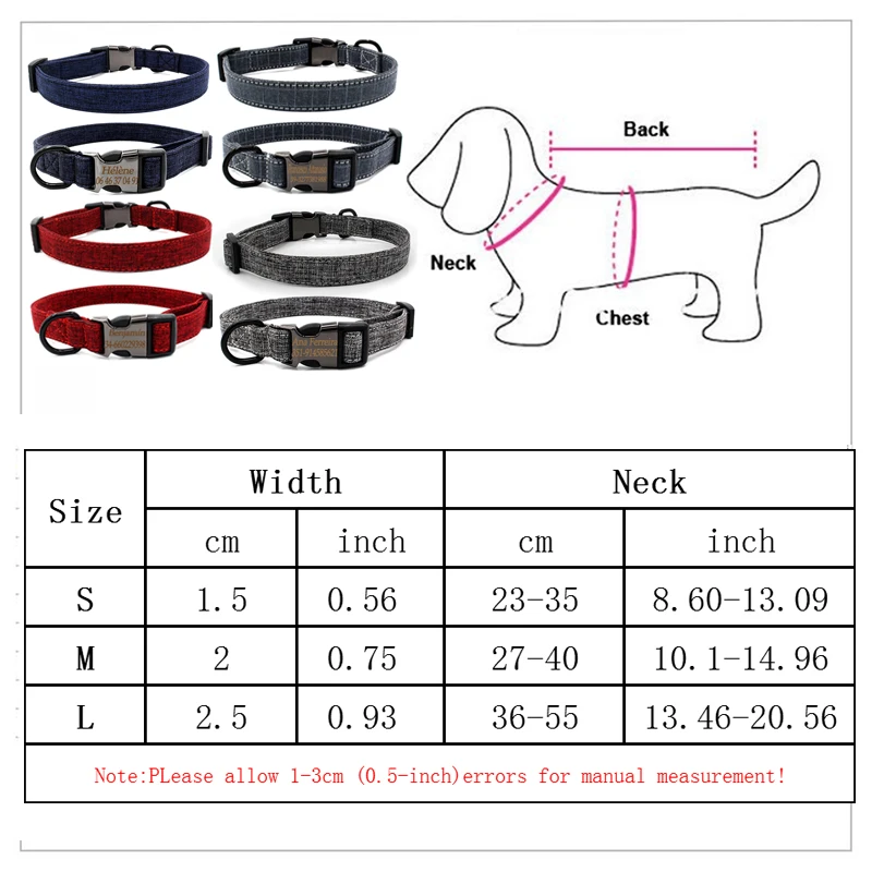 Ошейник для собаки персонализированный нейлоновый ошейник питомца на заказ