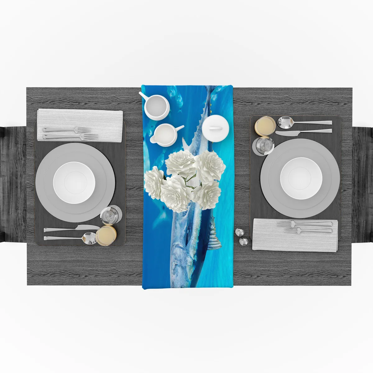 Настольная дорожка с современным синим тунцом скатерть обеденный стол украшение