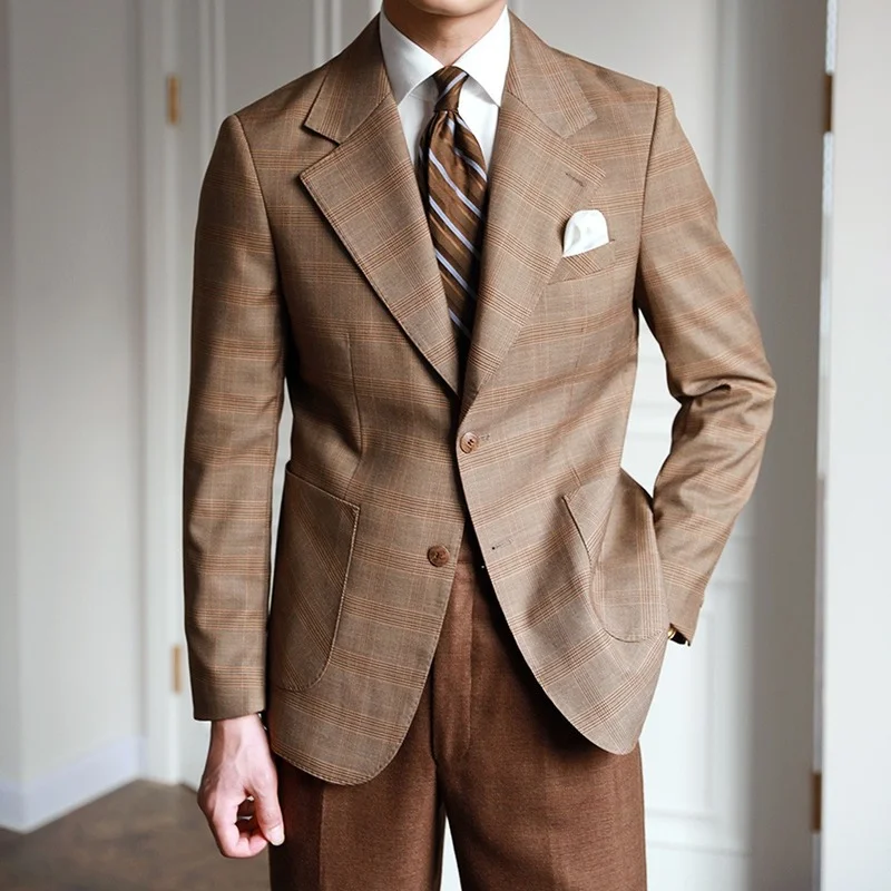 2021 Casual Palid Suit Jackets Classic Vintage Blazers Business Single-breasted Dress Jacket Street Wear Social Slim Suit Coat