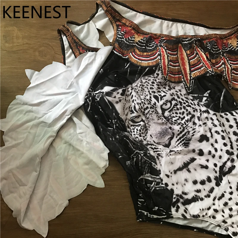 KEENEST винтажный слитный купальный костюм с принтом племени купальник пуш-ап