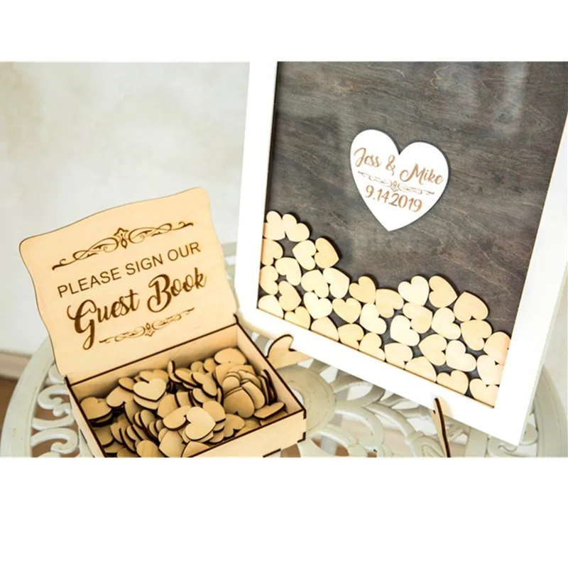 Коробка с подвеской в форме сердца для гостей на заказ рамка свадебной книги