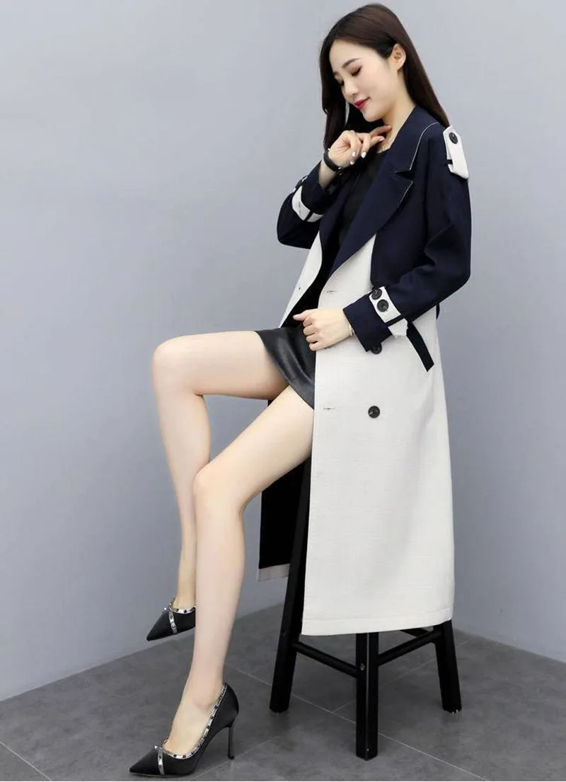 Ветровка женская длинная секция 2019 осенняя и зимняя одежда новый темперамент