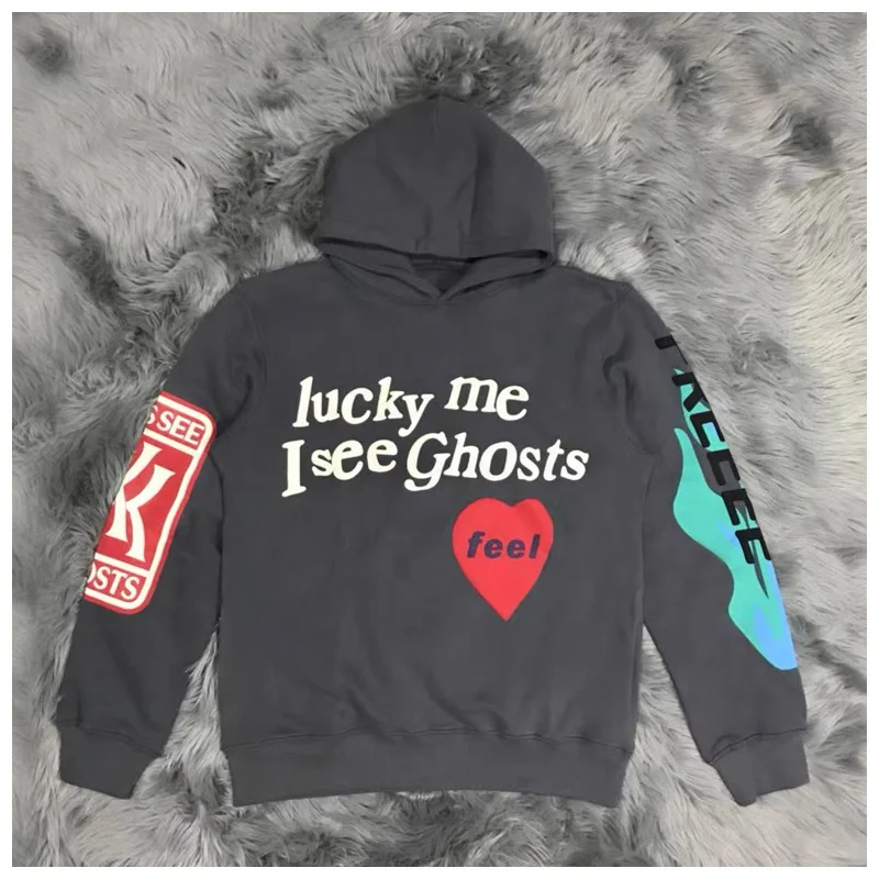 

Европейская и американская модная Толстовка CPFM KANYE WEST парная толстовка с надписью LUCKY ME I SEE Ghost foam love graffiti