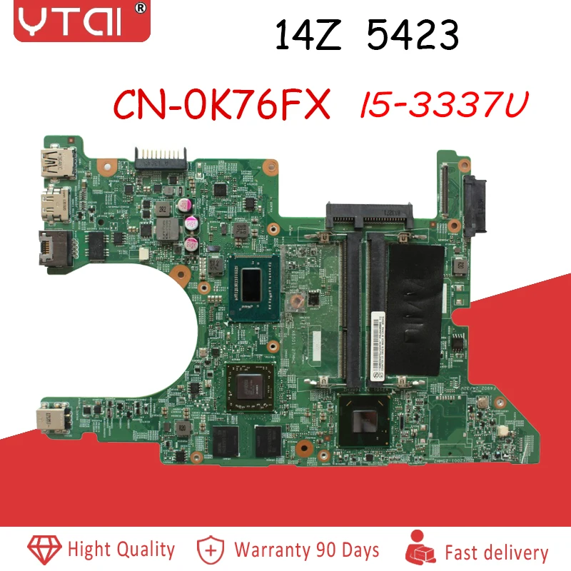 Материнская плата 14Z 5423 для ноутбука Dell Inspiron материнская I5 3337U K76FX DMB40 HM77 100%