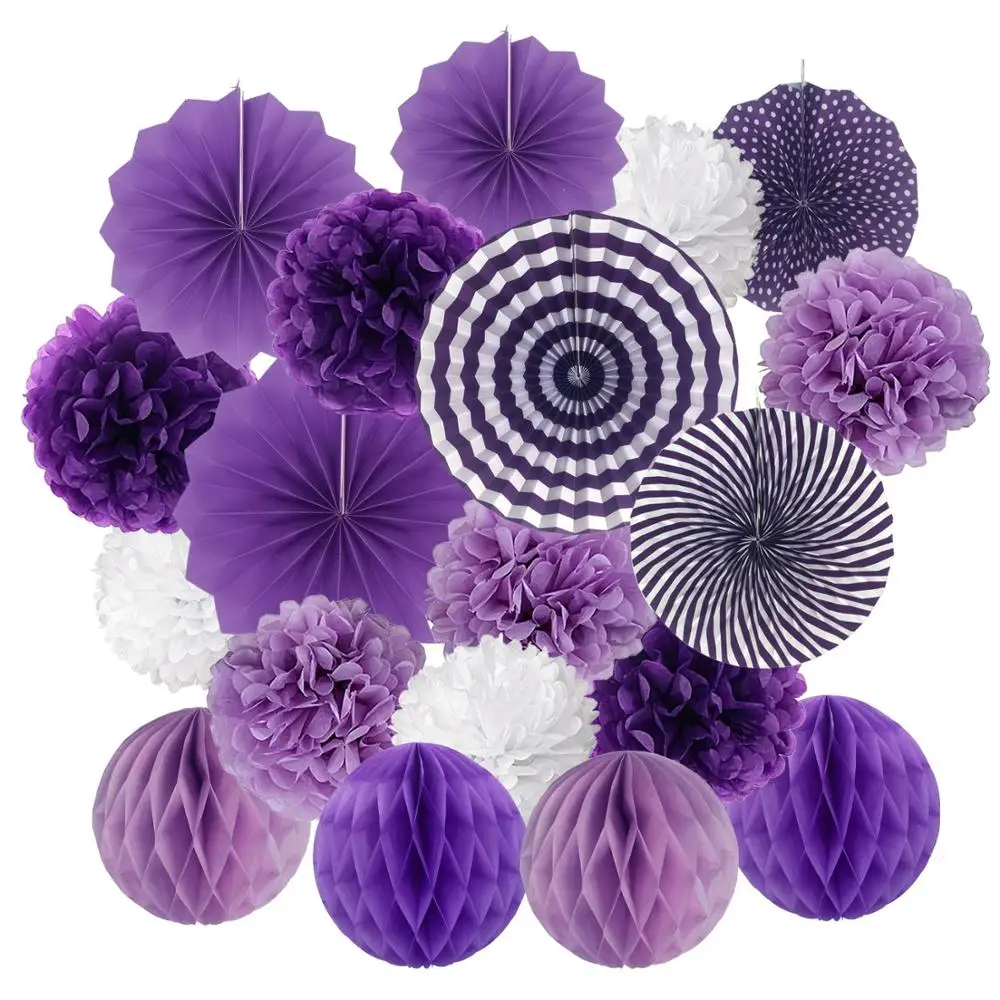 3 19 шт./компл. синий ткани Бумага Pom Poms, цветок, вентилятор и сотовые шары для хороший подарок на день рождения, свадебные праздничные украшения - Цвет: 3