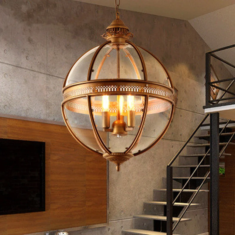 저렴한 크리 에이 티브 개성 빈티지 레스토랑 바 카페 미국 거실 펜 던 트 조명 단 철 유리 전등 갓 펜 던 트 램프