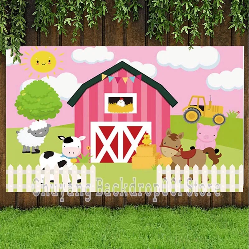 

Farm Animals Photography Backdrop Kids Birthday Party Baby Shower Photo Studio Background Decor Banner Prop