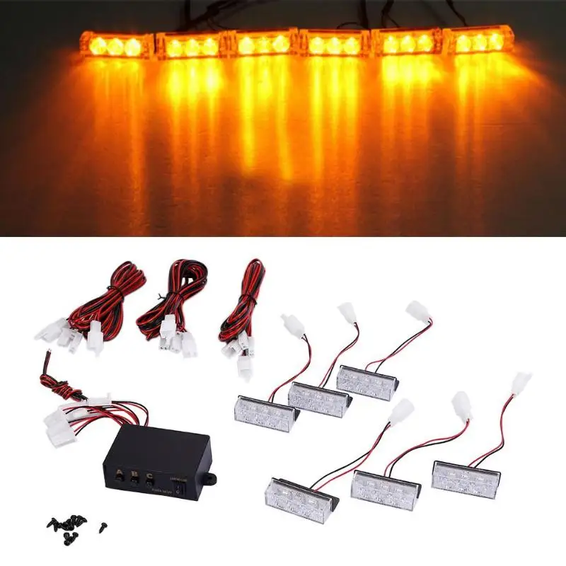 12V 6 светодиодный гриль лампа для автомобиля Янтарный/желтый Водонепроницаемый