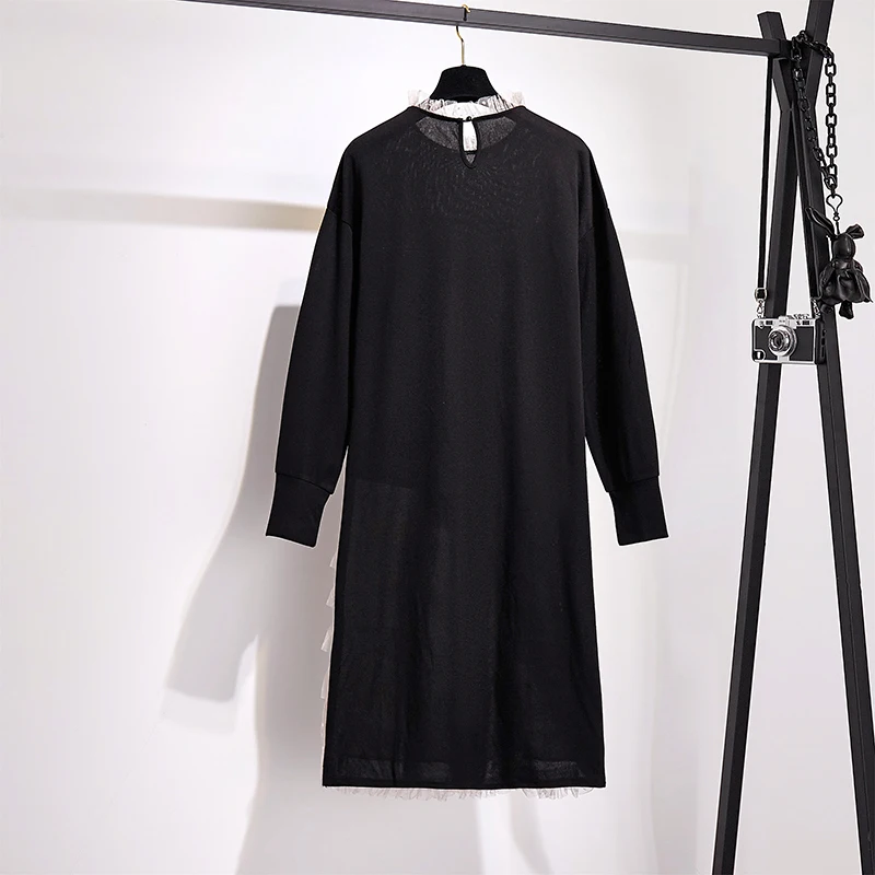 Женское осеннее платье в стиле пэчворк с длинными рукавами свободное