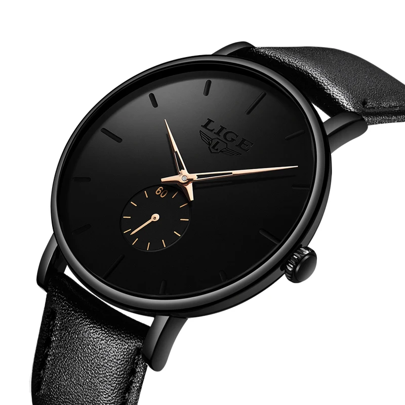 

Часы наручные LIGE Мужские кварцевые, модные спортивные брендовые Роскошные водонепроницаемые простые ультратонкие с коробкой