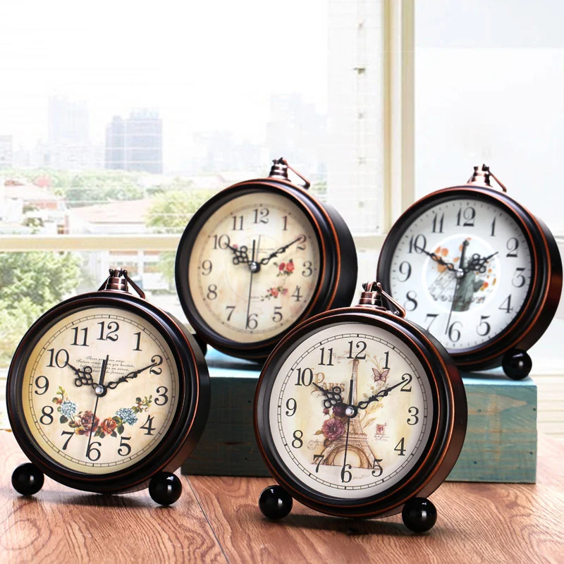 Cute Alarm Clock Mute Bedside American Country Retro Nostalgic Bedroom European Multifunctional Metal | Дом и сад