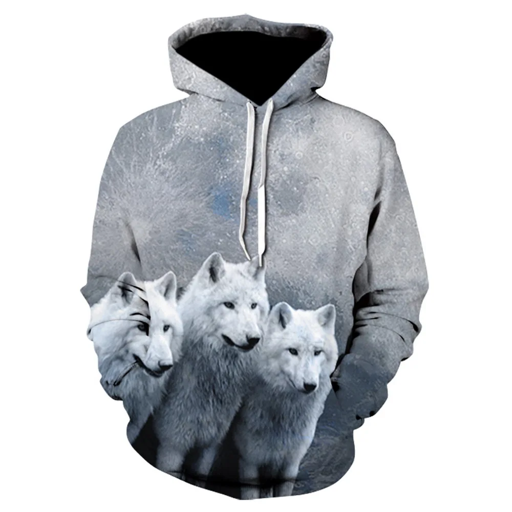 

2021 New Autumn and Winter Hoodie Streetwear Harajuku Warm Sports Top 3D Animal Wolf Print Men's and Women's Fashion Pullover
