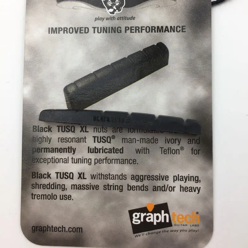 Гитарный порожек, графика Tech Black Tusq XL 42,88 мм, BT-5043-00 с прорезями, плоское дно для струнной гитары