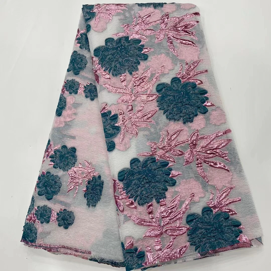 

NEW fashion style 5yards african getnzer lace fabric flowers pattern design good quality mesh lace for wedding DP3011