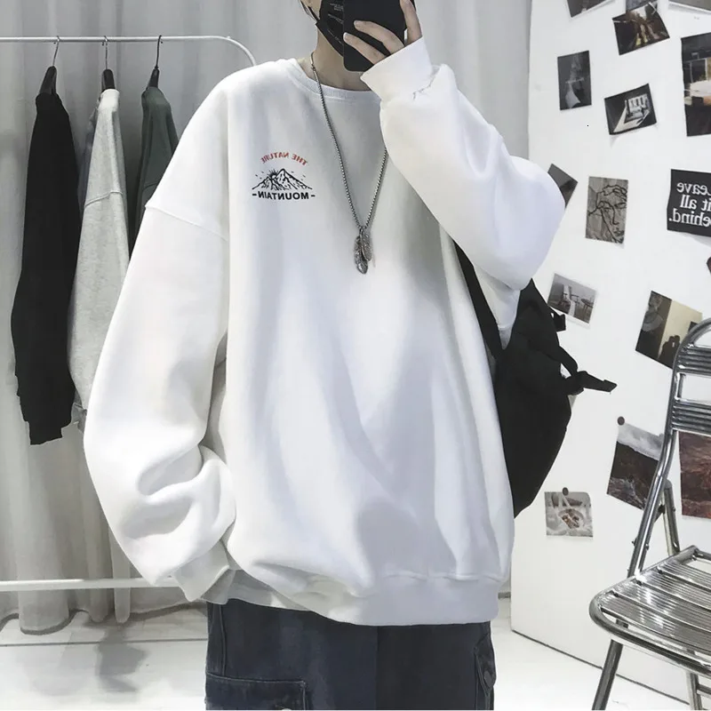 Свитшот Hybskr мужской с графическим принтом снега и гор уличная одежда оверсайз