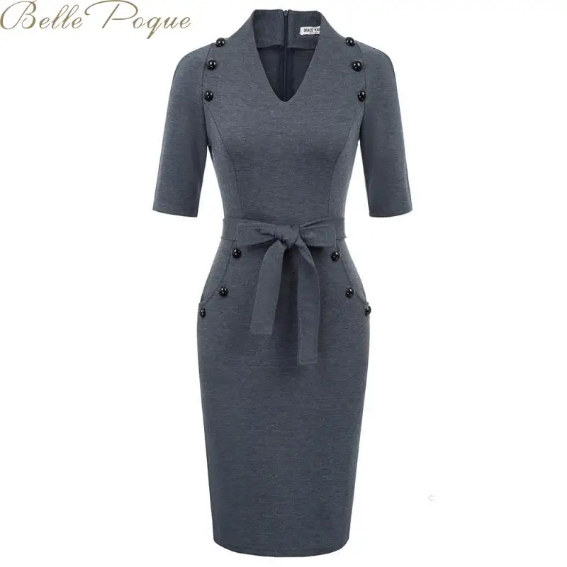 Belle Poque Ретро Бандажное платье для женщин 2019 элегантные офисные женские платья с